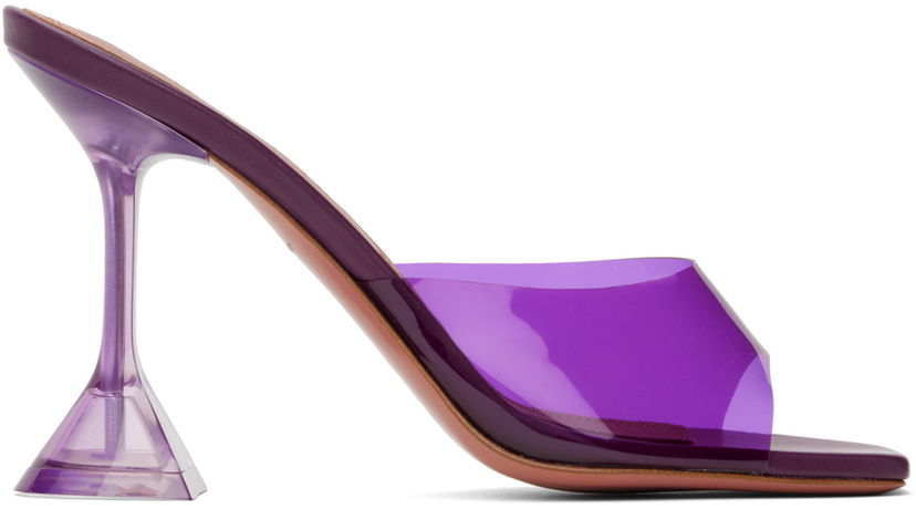 Njega cipela Amina Muaddi Amina Muaddi Lupita Glass Slipper Heeled Sandals Ljubičasta | LUPITA GLASS SLIPPER CL PLEXI PV