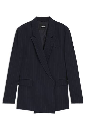 Jakna BOSS BOSS Relaxed-Fit Pinstripe Blazer Tamnoplava | 50548492