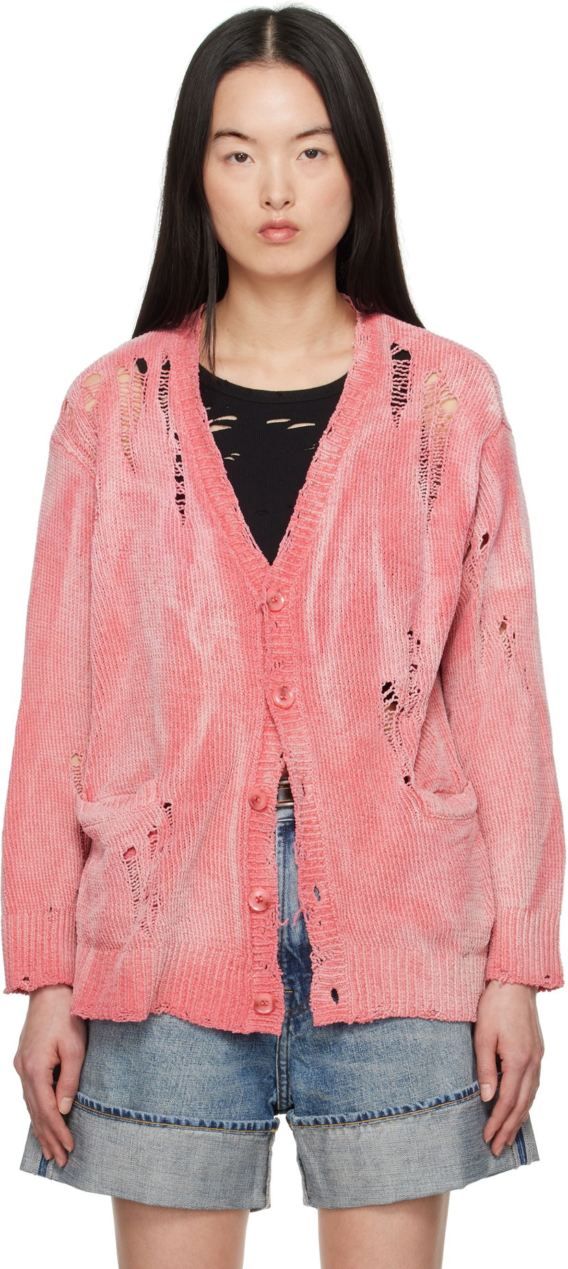 Džemper R13 R13 Distressed Boyfriend Cardigan Ružičasta | R13WY237-Y201B
