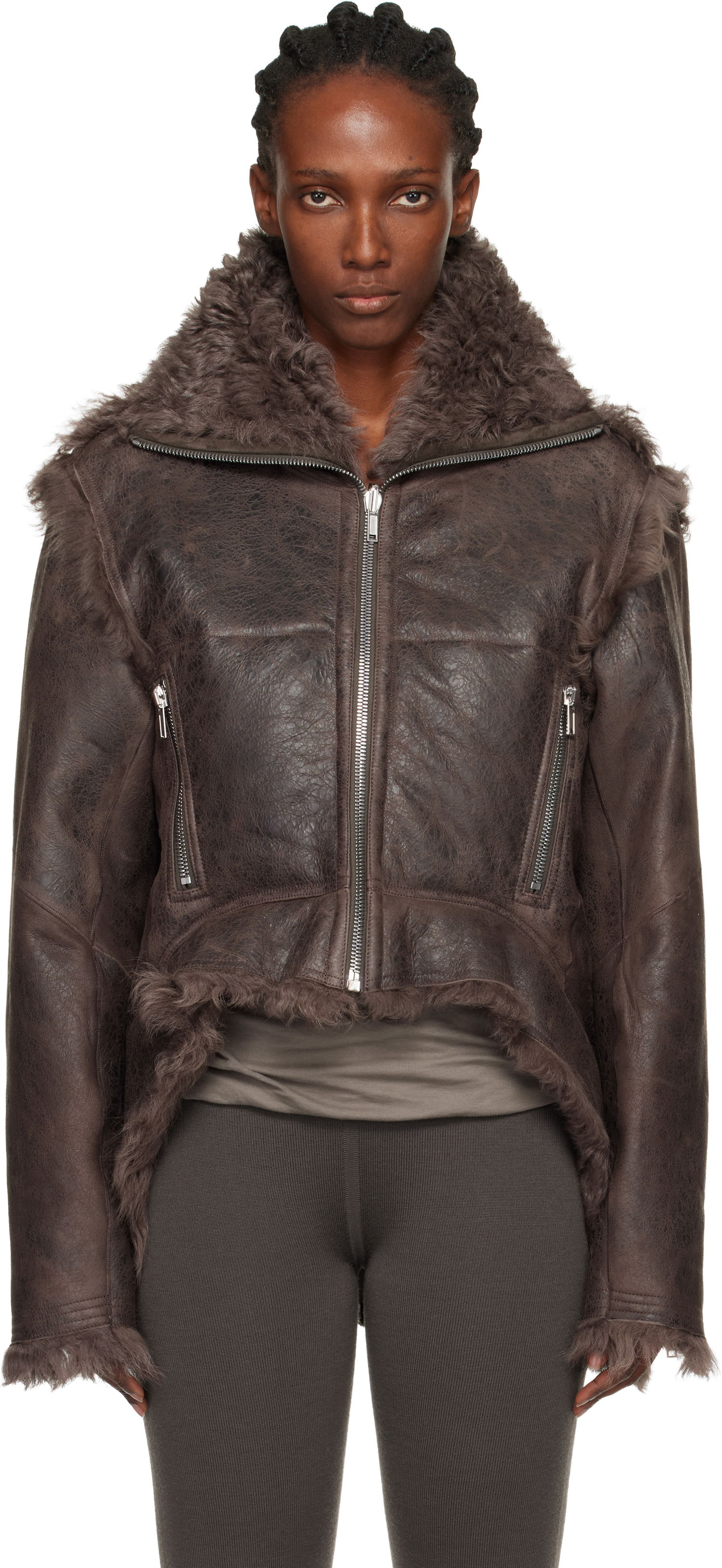 Jakna Rick Owens Concordians Exploder Reversible Shearling Jacket Smeđa | RP02E4722 LSHTR, 0