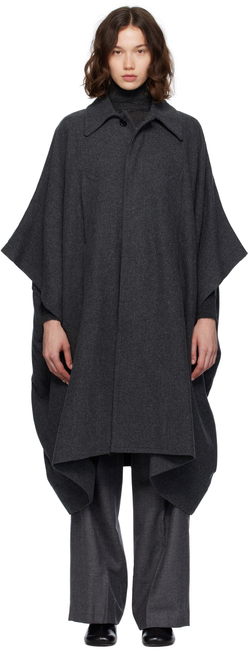 Kaputi Maison Margiela MM6 Maison Margiela Wool Cape Coat Siva | S52AH0083 M35473