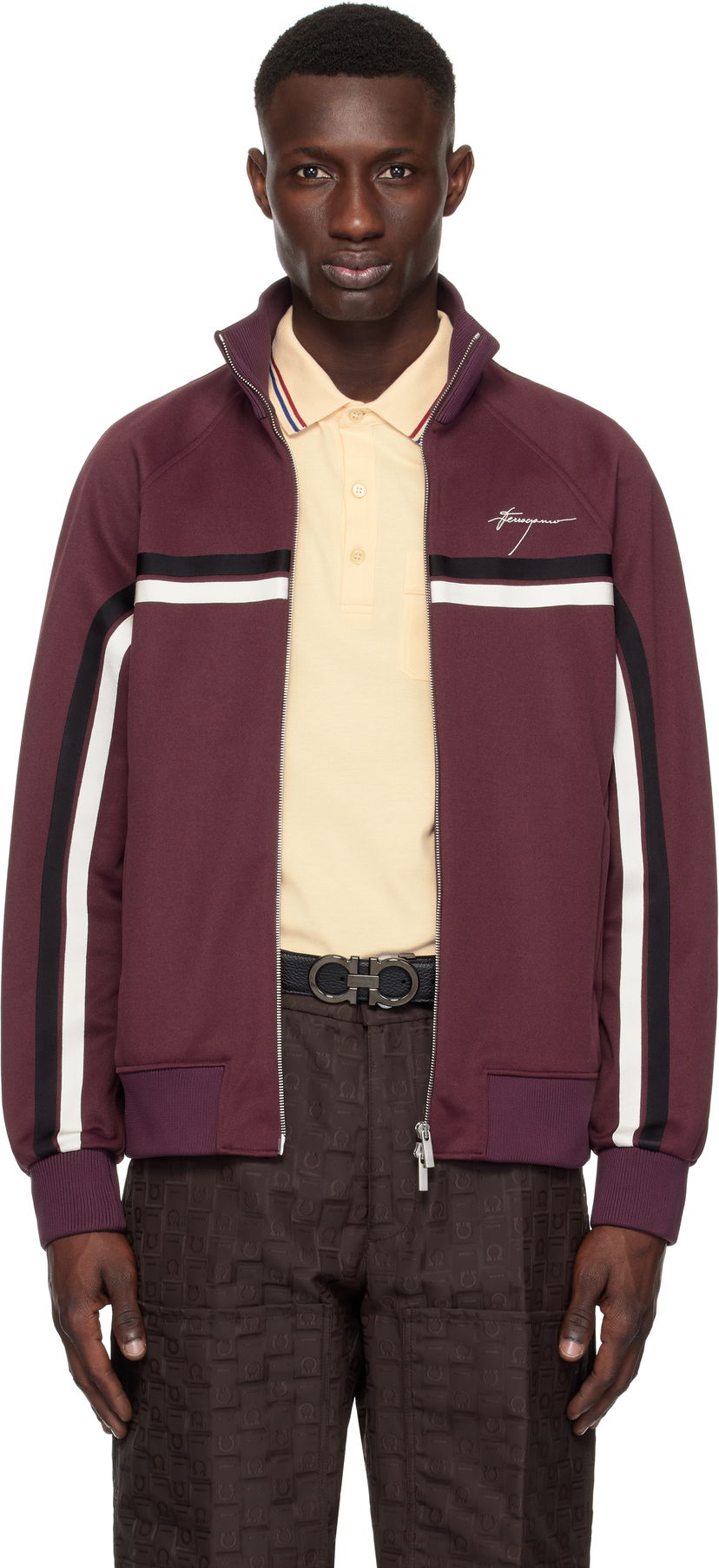 Bomber jakna FERRAGAMO Ferragamo Sporty Zip Up Track Jacket Tamnocrvena | 780780