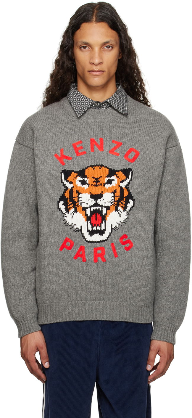 Džemper KENZO Gray Paris 'Lucky Tiger' Sweater Siva | FE68PU4773LH