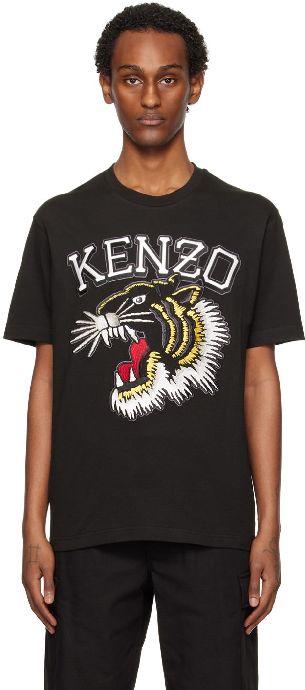 Majica kratkih rukava KENZO Paris Varsity Tiger T-Shirt Crna | FE55TS1874SG
