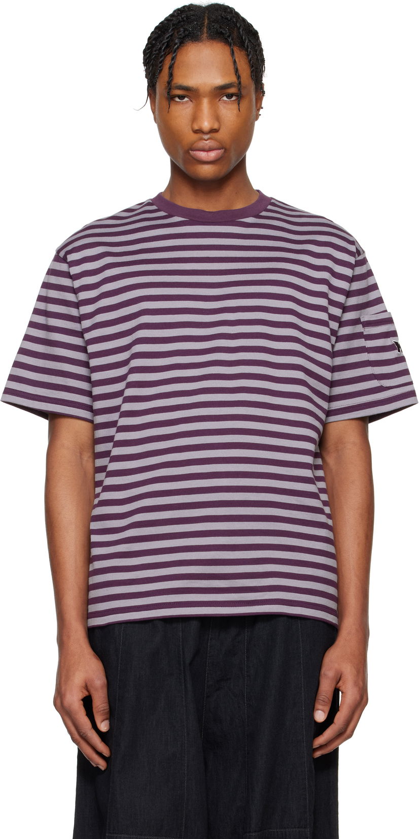 Majica kratkih rukava Needles NEEDLES Cotton Stripe T-Shirt Ljubičasta | QV364