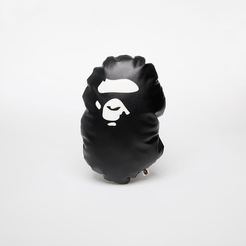 Home decor BAPE A BATHING APE Ape Head PU Leather Cushion Crna | 001HOK801003M BLK