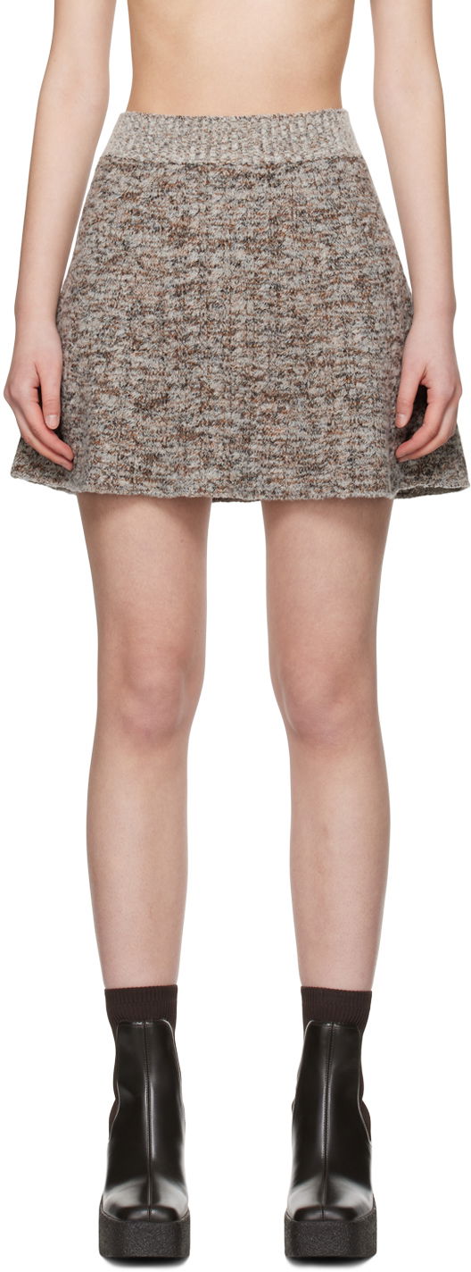Suknja Stella McCartney Ribbed Mini Skirt Smeđa | 6K08493S2501