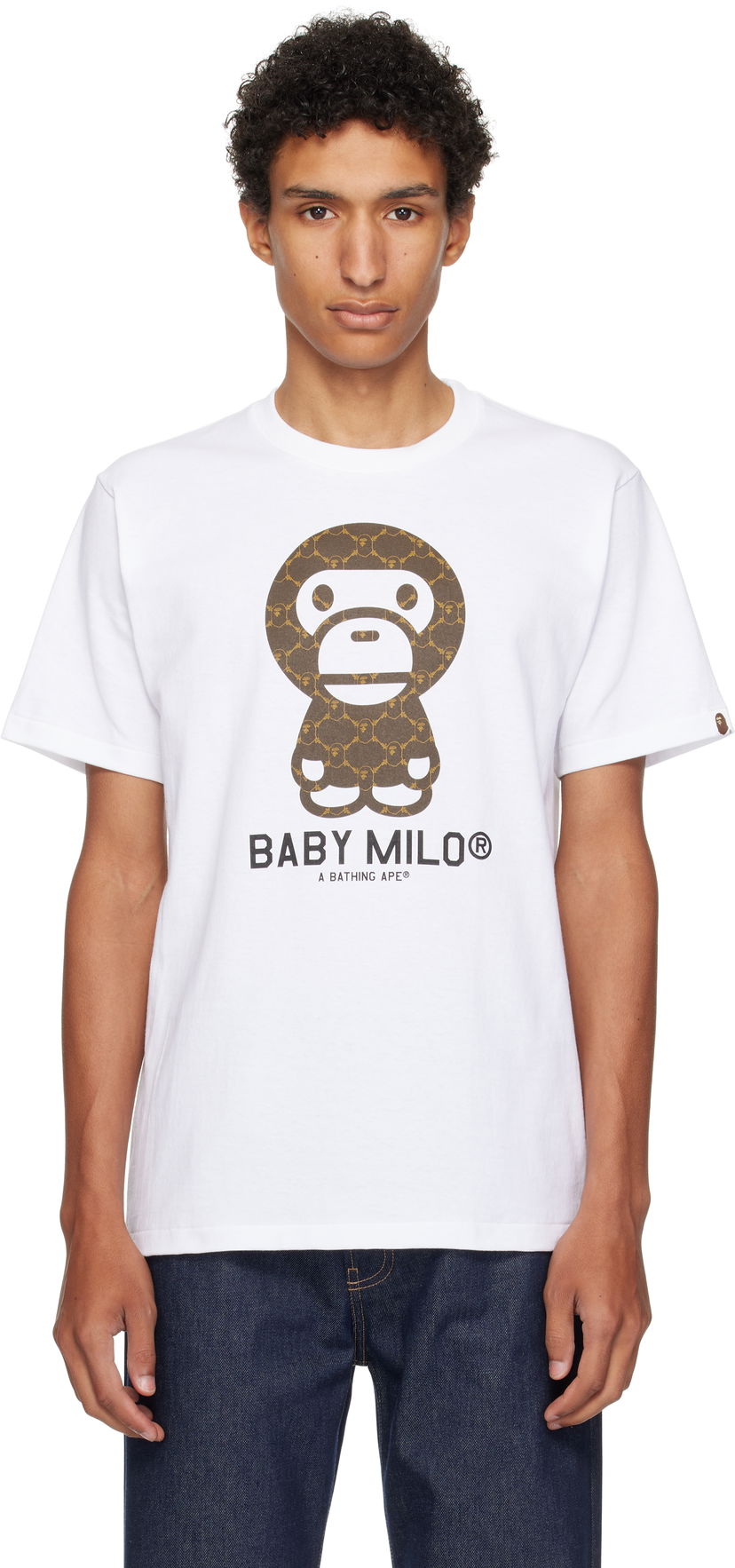 Majica kratkih rukava BAPE BAPE College Monogram Baby Milo T-Shirt Bijela | 002TEL301008M