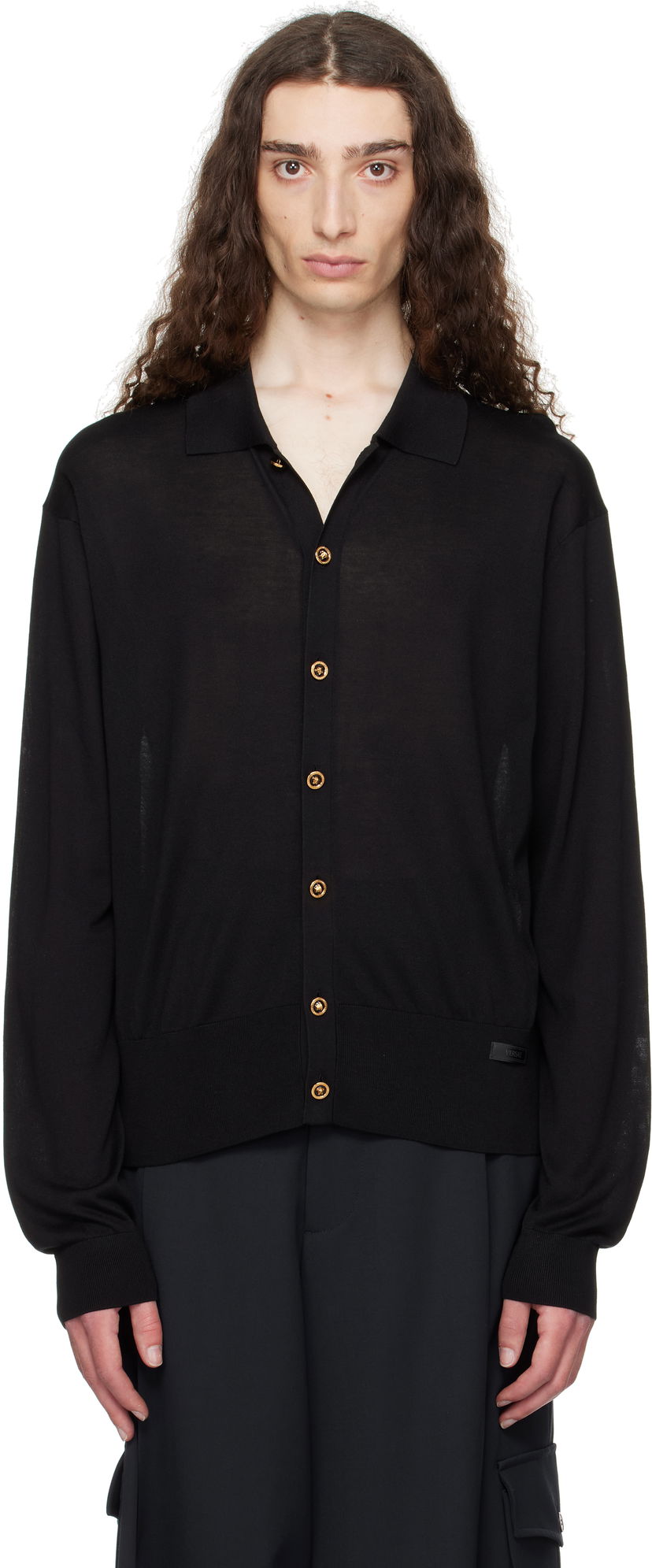 Džemper Versace Versace Knit Silk Cardigan Crna | 1020281_1A12273