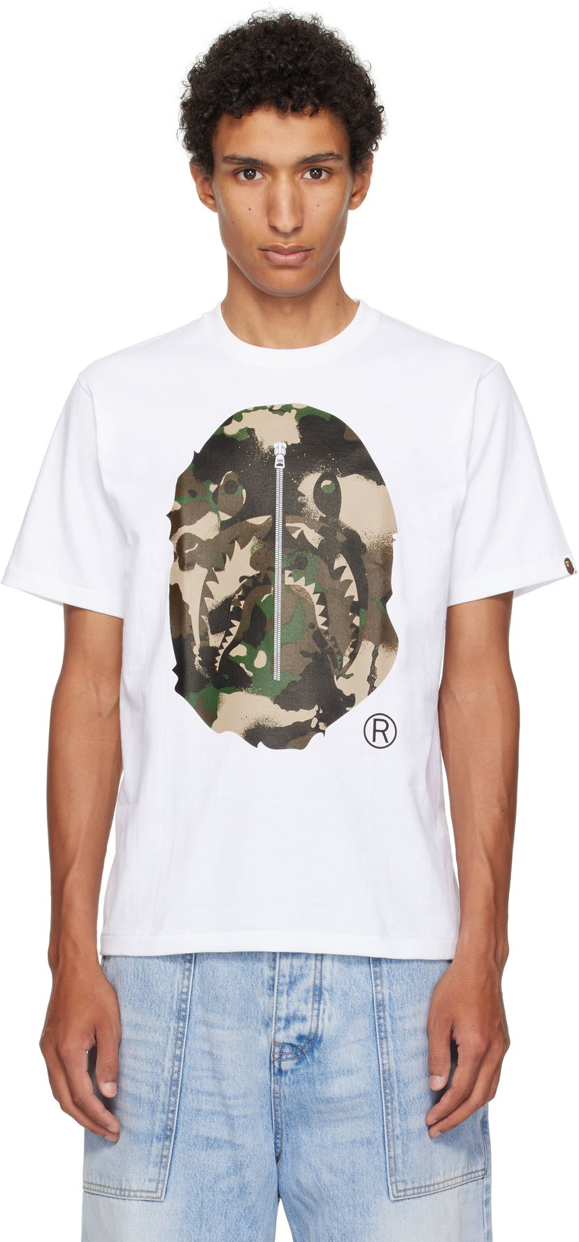 Majica kratkih rukava BAPE A Bathing Ape Map Camo Ape Head Shark T-Shirt Bijela | 001TEL301023M