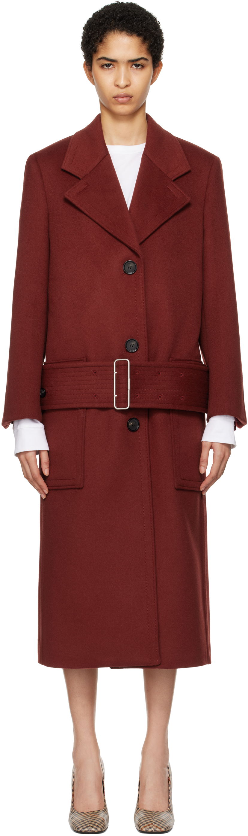 Kaputi FERRAGAMO Long Wool Coat Crvena | 777632