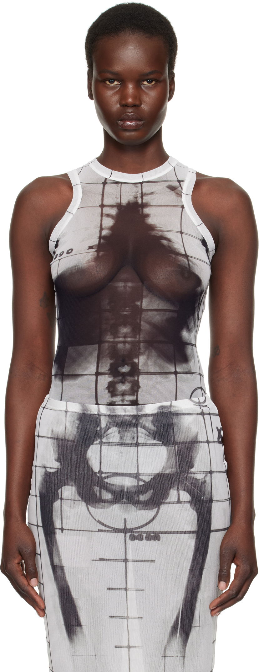 Haljina Jean Paul Gaultier Jean Paul Gaultier 'The Squeletor' Printed Bodysuit Bijela | 25/33-F-BD058-T580-0100