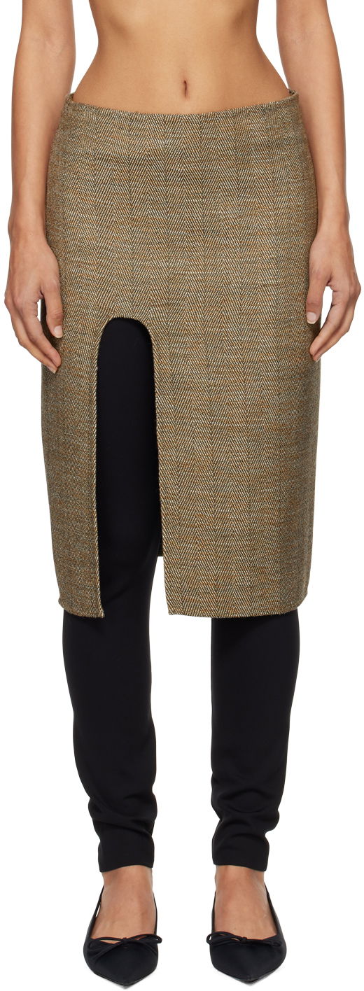 Suknja Stella McCartney Stella McCartney Side-Slit Midi Skirt Smeđa | 6301203EJ701