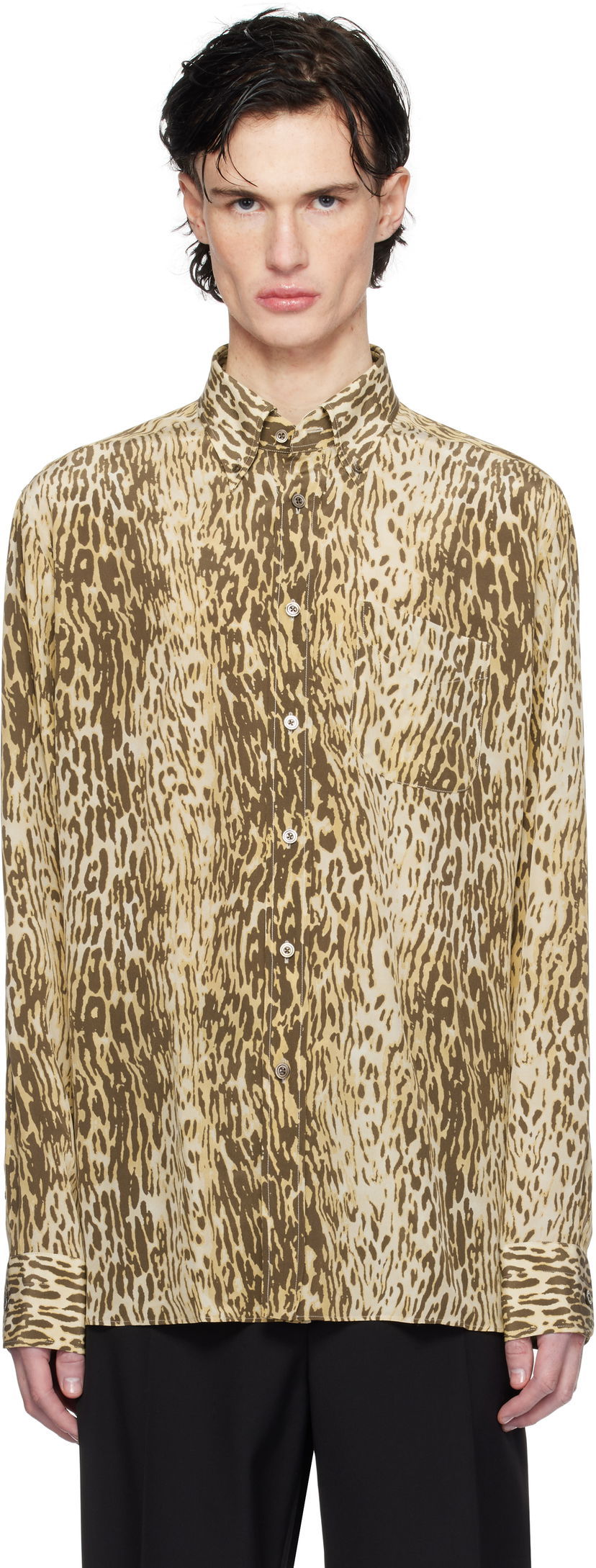 Košulja Tom Ford 70's Animalier Print Fluid Fit Shirt Smeđa | HRO003-FMS045S25