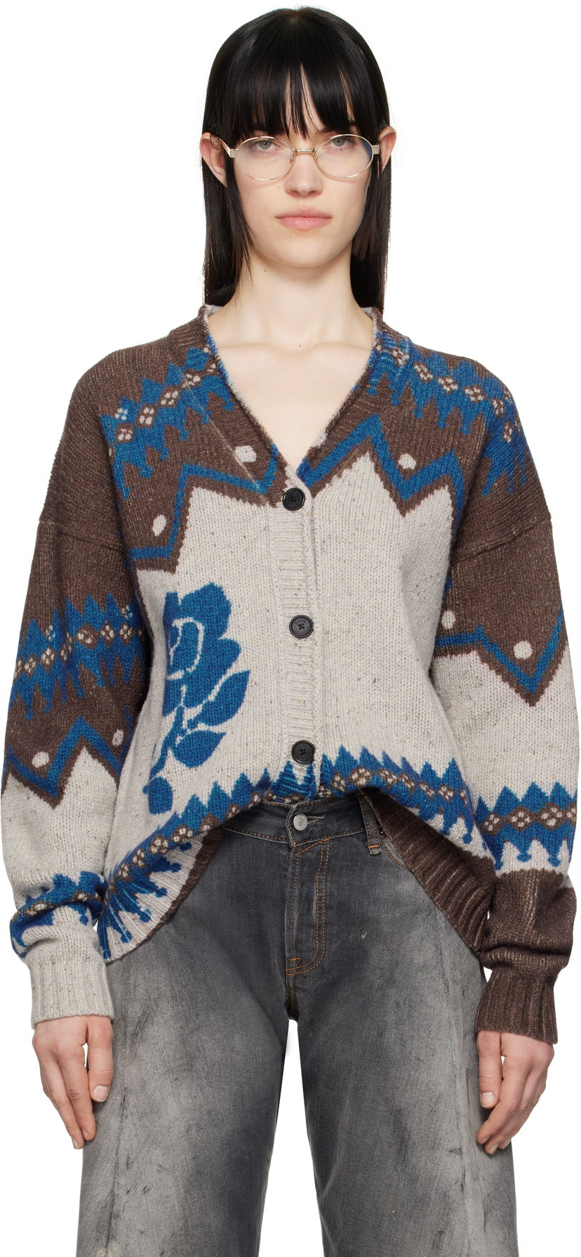 Džemper Acne Studios Acne Studios Jacquard Wool Cardigan Višebojno | A60577-