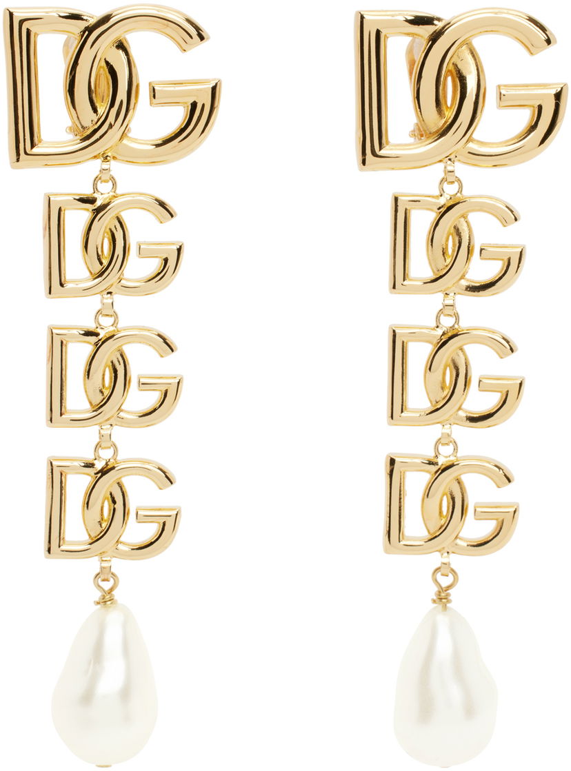 Naušnice Dolce & Gabbana Gold Pendant Earrings Metalik | WEN6P5 W1111
