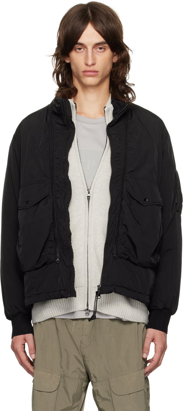 Pernata jakna C.P. Company Black Chrome-R Body Zippers Padded Jacket Crna | 17CMOW089A-005904G