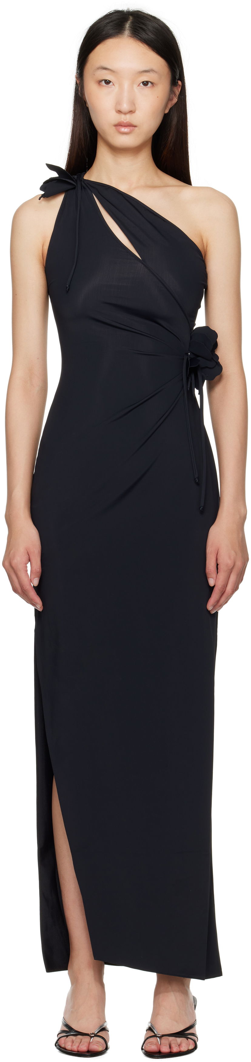 Haljina Coperni Coperni Asymmetric Flower Maxi Dress Crna | COPR213F5021