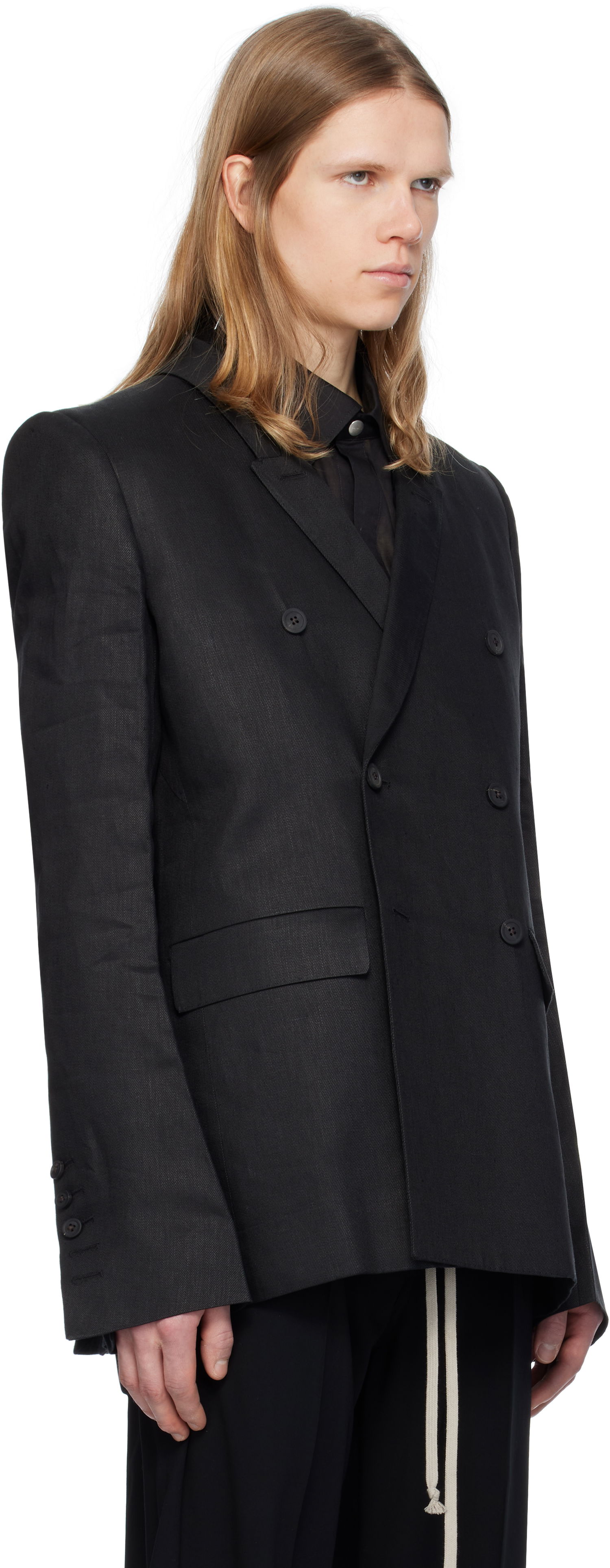 Jakna Rick Owens Rick Owens Hollywood JMF Double-Breasted Blazer Crna | RU01E5732 TWL, 1