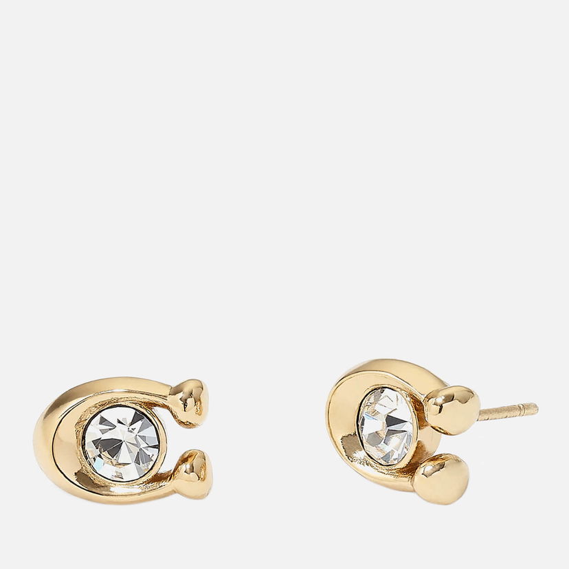 Naušnice Coach Signature Stone and Crystal Earrings Metalik | 37440614GLD110