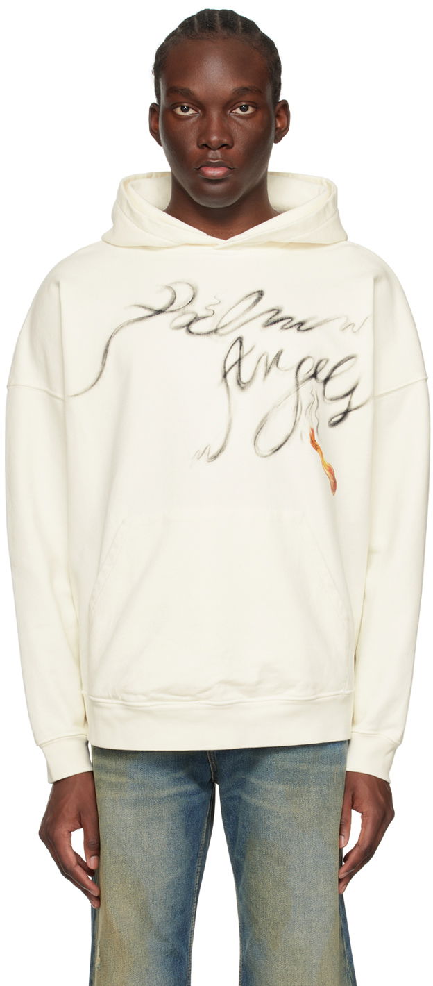 Dukserice Palm Angels Foggy Hoodie "Off-White" Bijela | PMBB117R24FLE0050310