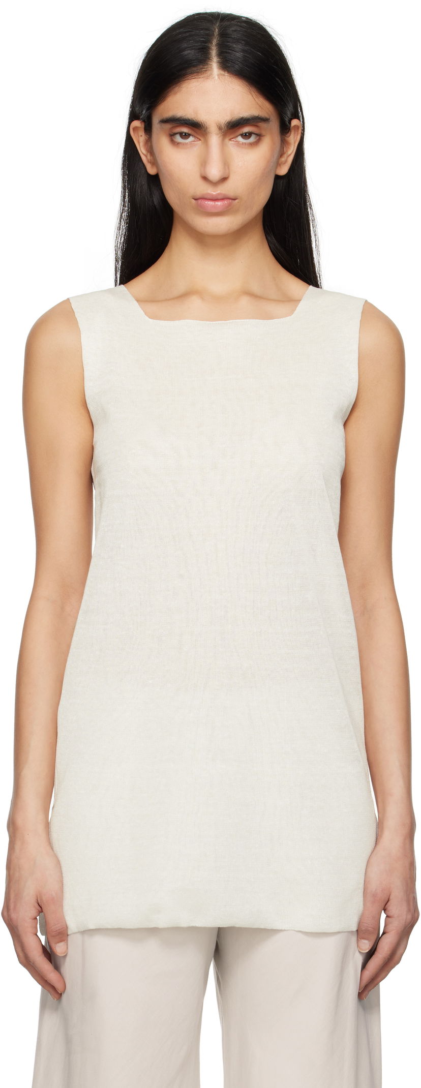 Majica bez rukava The Row The Row Jaylen Square Neck Tank Top Bijela | 8682-Y889