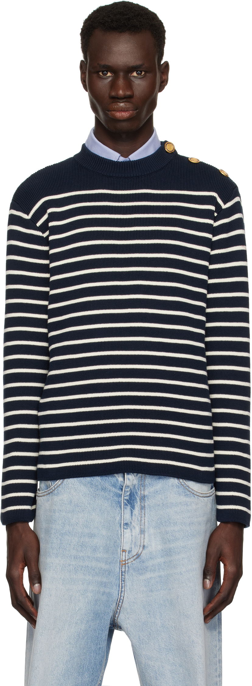 Džemper Valentino Valentino Striped Sweater Tamnoplava | 6V3KC33MAR6