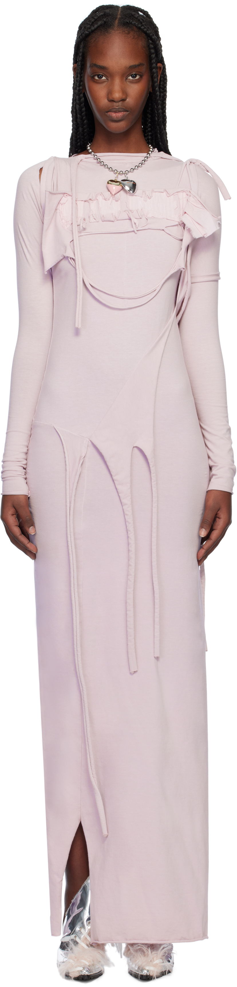 Haljina Ottolinger Ottolinger Distressed Longsleeve Maxi Dress Ružičasta | 2204030114