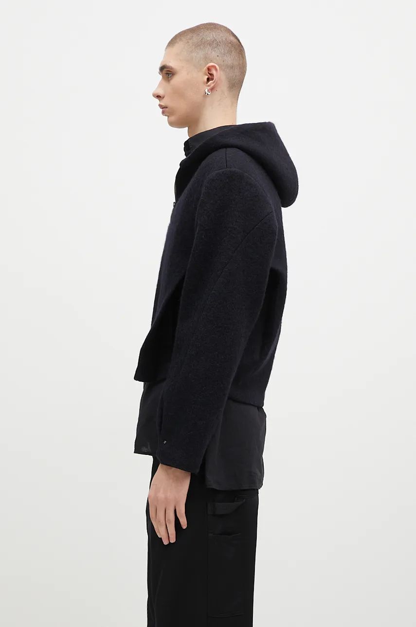 Dukserice ADER ERROR Oversize Wool Blend Cropped Hoodie Crna | BN01FWJK1301BK, 1