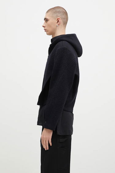 Dukserice ADER ERROR Oversize Wool Blend Cropped Hoodie Crna | BN01FWJK1301BK, 1