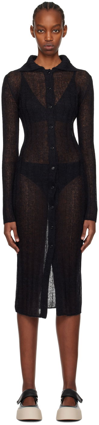 Haljina KENZO Paris Semi-Sheer Midi Dress Crna | FE52CA4543AB