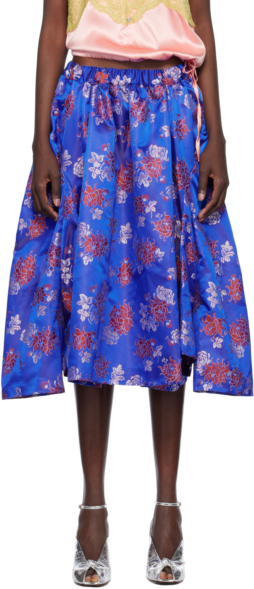 Suknja Comme des Garçons Comme des Garçons Jacquard Pattern Midi Skirt Plava | GO-S002-051-1