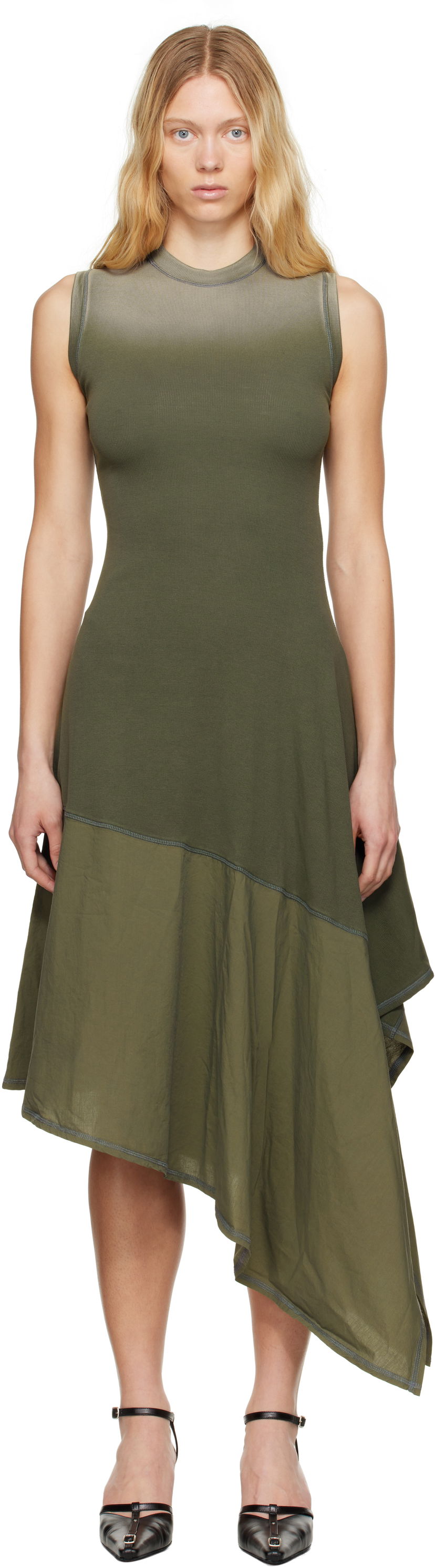 Haljina Diesel Diesel D-Elicy Asymmetrical Midi Dress Zelena | A16590 0NJBC