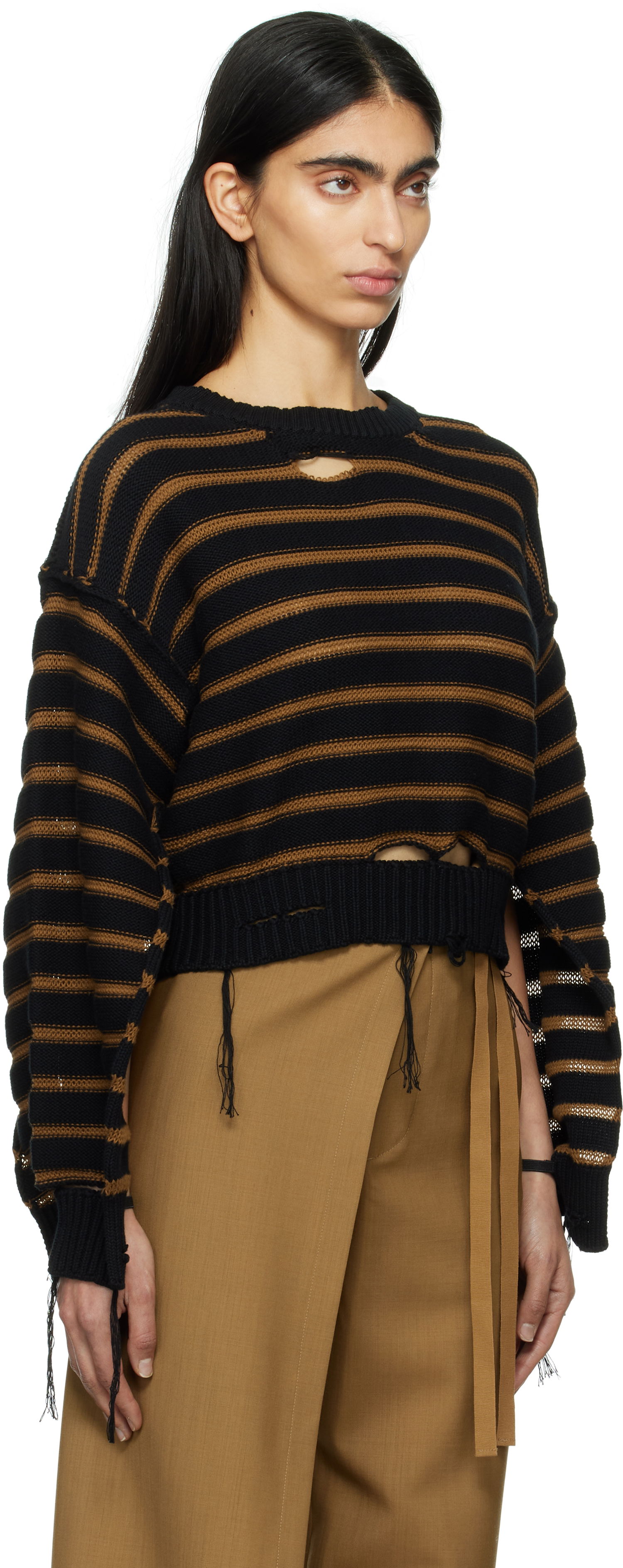 Džemper Maison Margiela MM6 Maison Margiela Striped Distressed Crewneck Sweater Višebojno | S52HL0042 M13080, 1