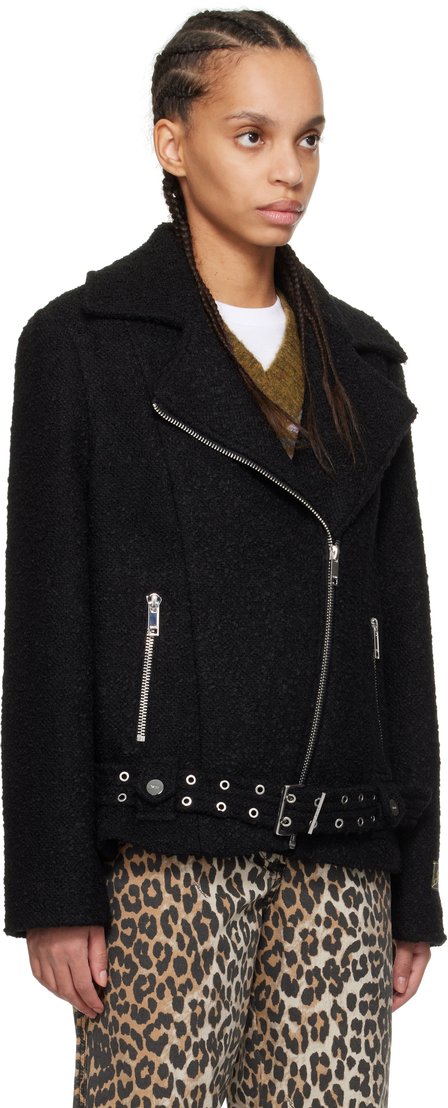 Jakna GANNI GANNI Textured Boucle Wool Jacket Crna | W0026, 1