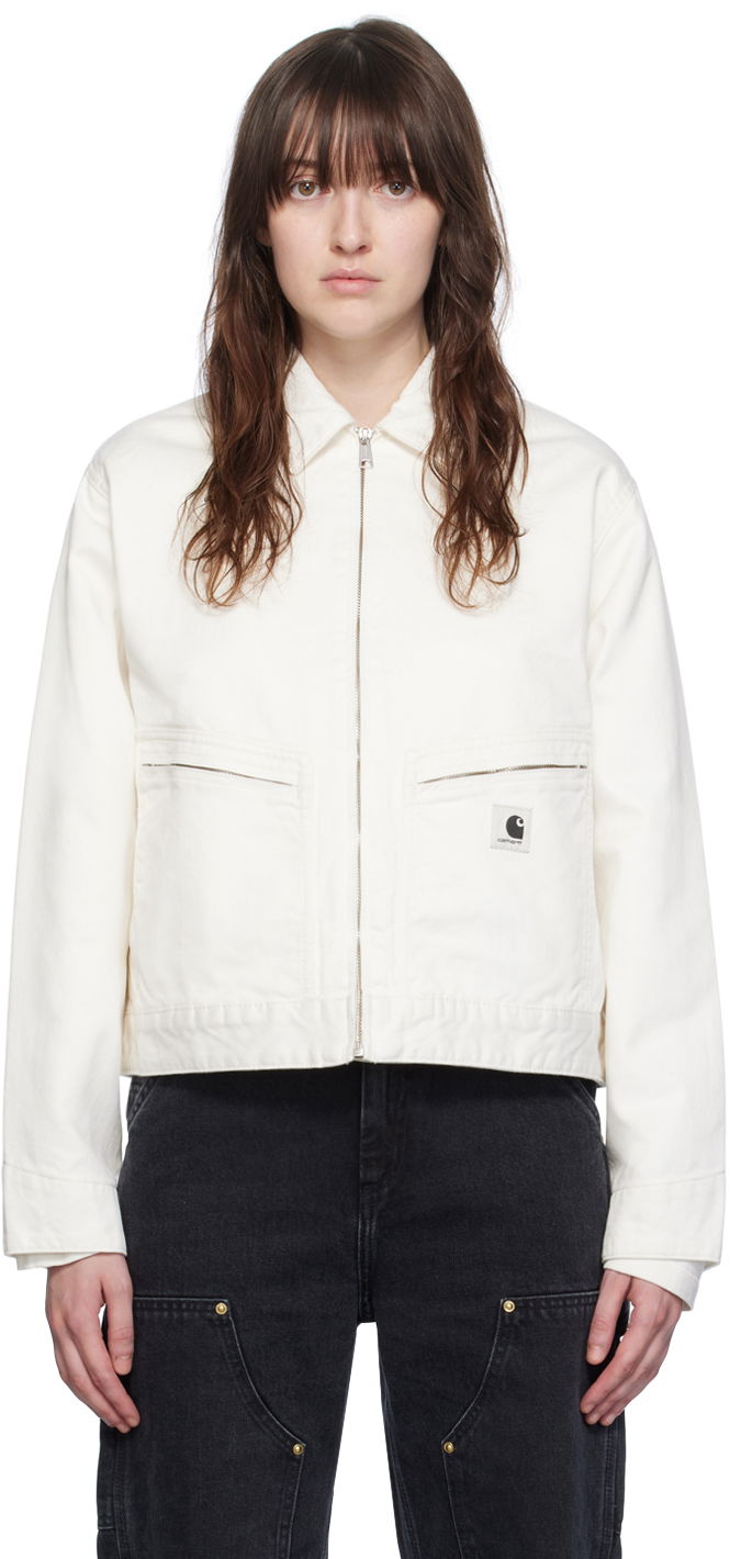 Jakna Carhartt WIP Women's Cropped Organic Cotton Zip-Up Jacket Bijela | I033568 D602