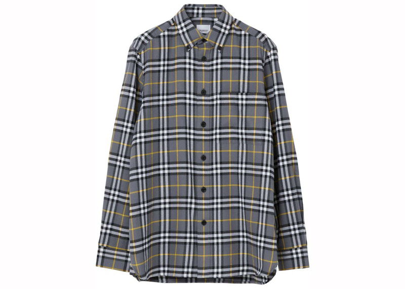 Košulja Burberry Burberry Check-Pattern Cotton Flannel Shirt Siva | 8064884/8004833