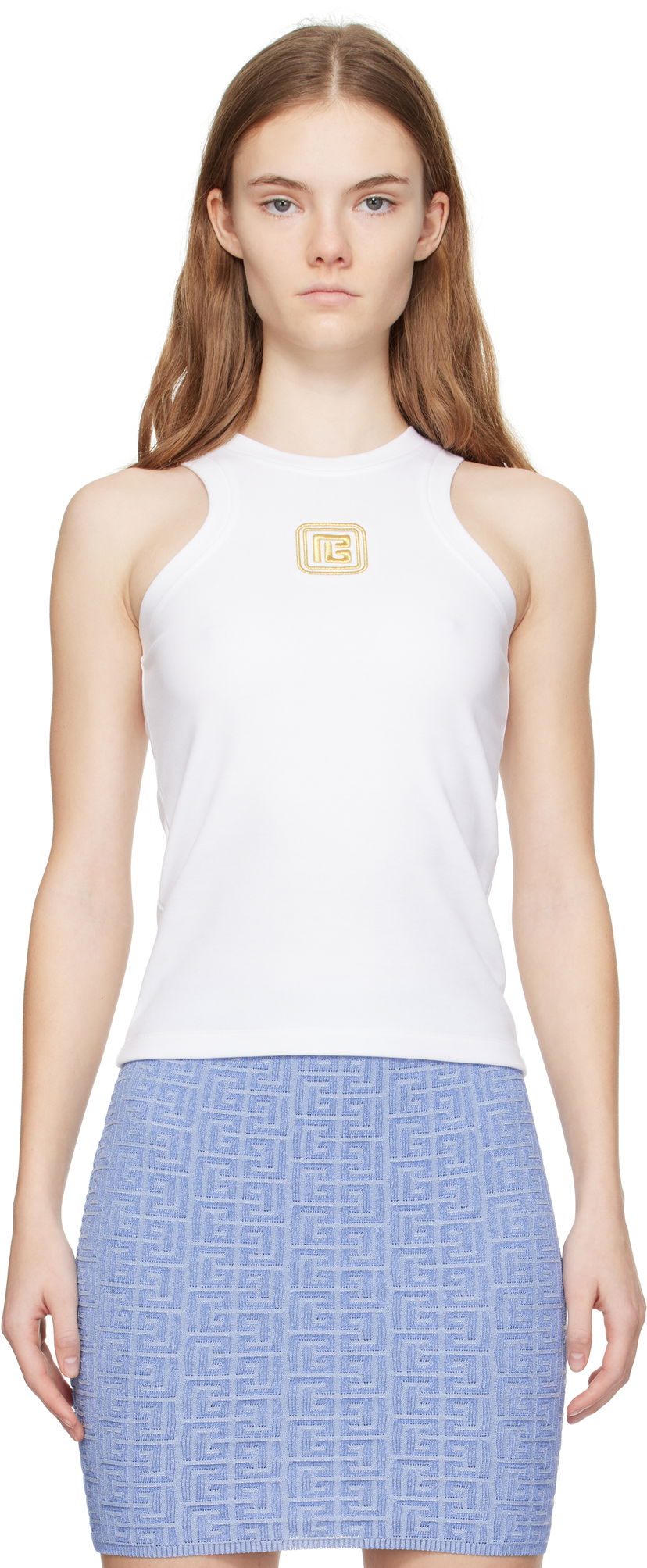 Majica bez rukava Balmain Balmain Retro 'PB' Tank Top Bijela | DF1EB045BC49