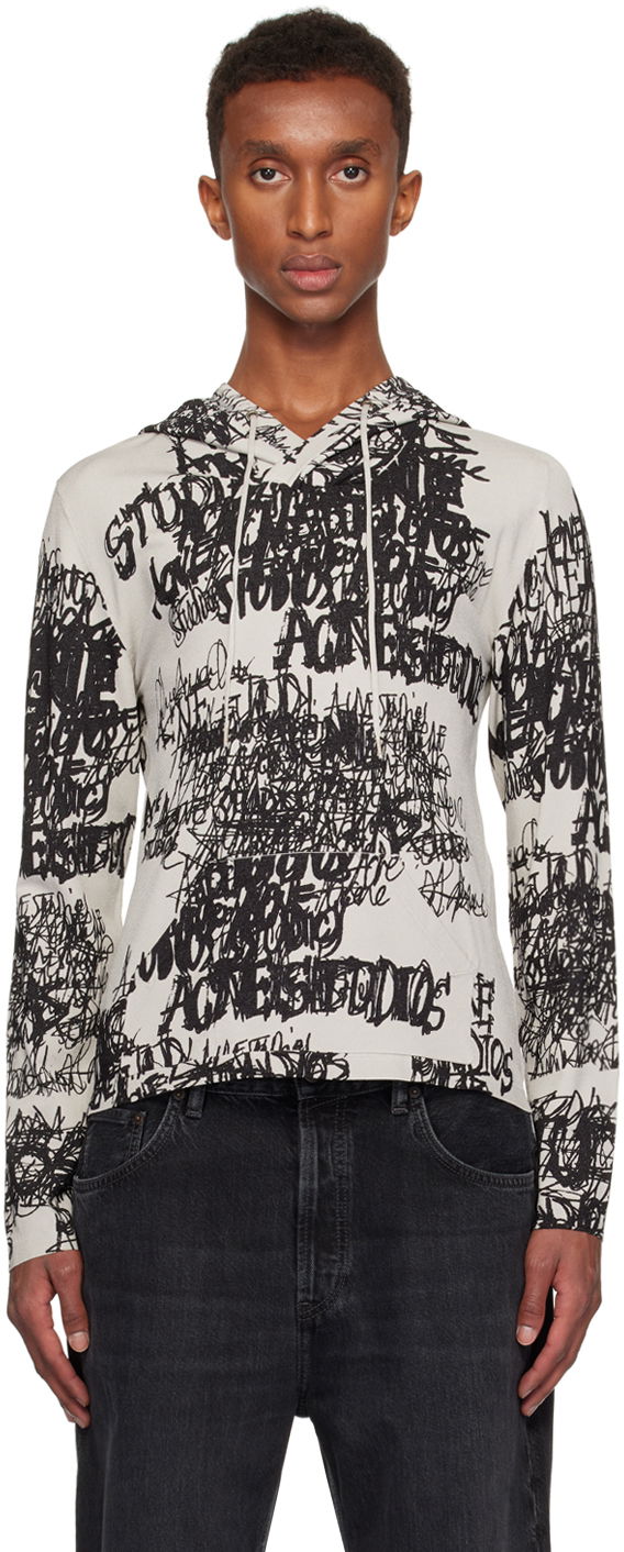 Džemper Acne Studios Acne Studios Printed Hoodie Siva | B60336-