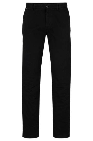 Hlače BOSS Regular Fit Stretch Cotton Gabardine Chinos Crna | 50487976