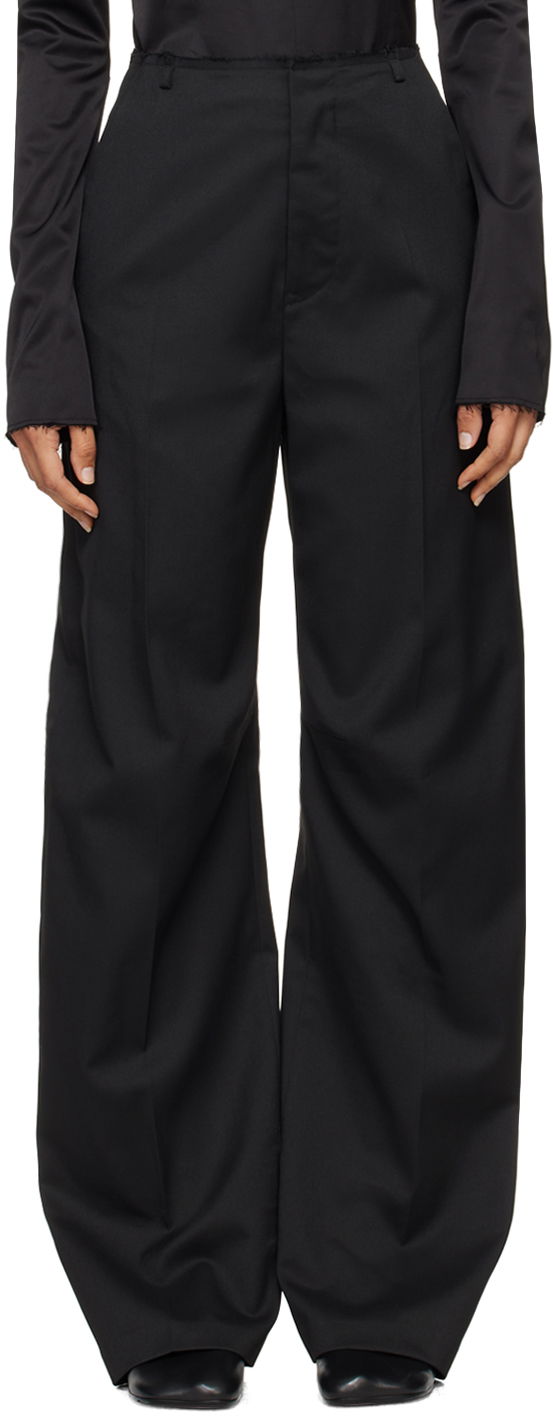 Hlače Maison Margiela MM6 Black Raw Edge Trousers Crna | S62KB0211 M35227