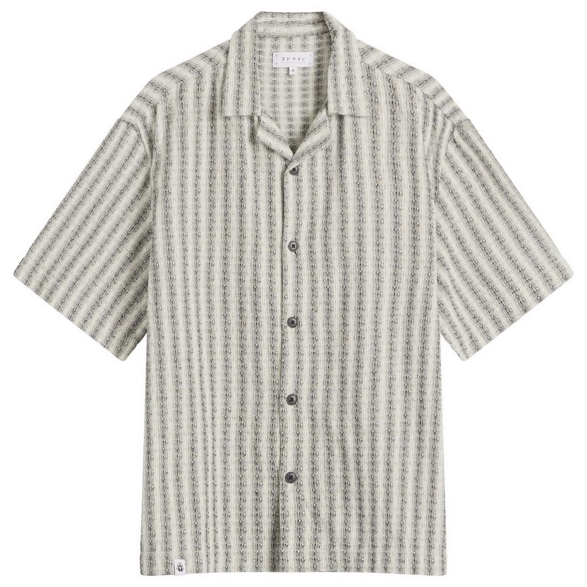 Košulja EDWIN Saga Striped Short Sleeve Shirt Bež | I035018-0D267