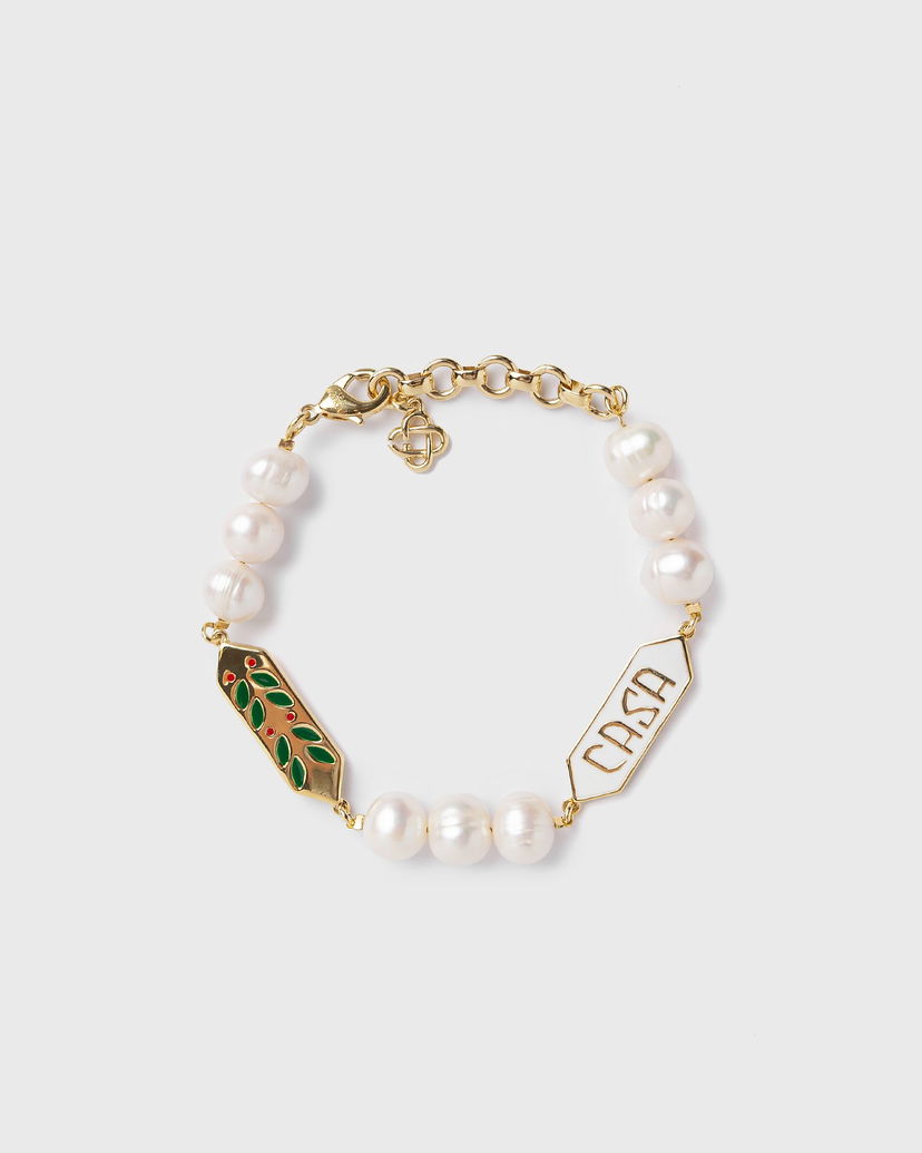 Narukvica Casablanca Laurel Pearl Gold-Plated Bracelet Bijela | APF25-JW-091-01