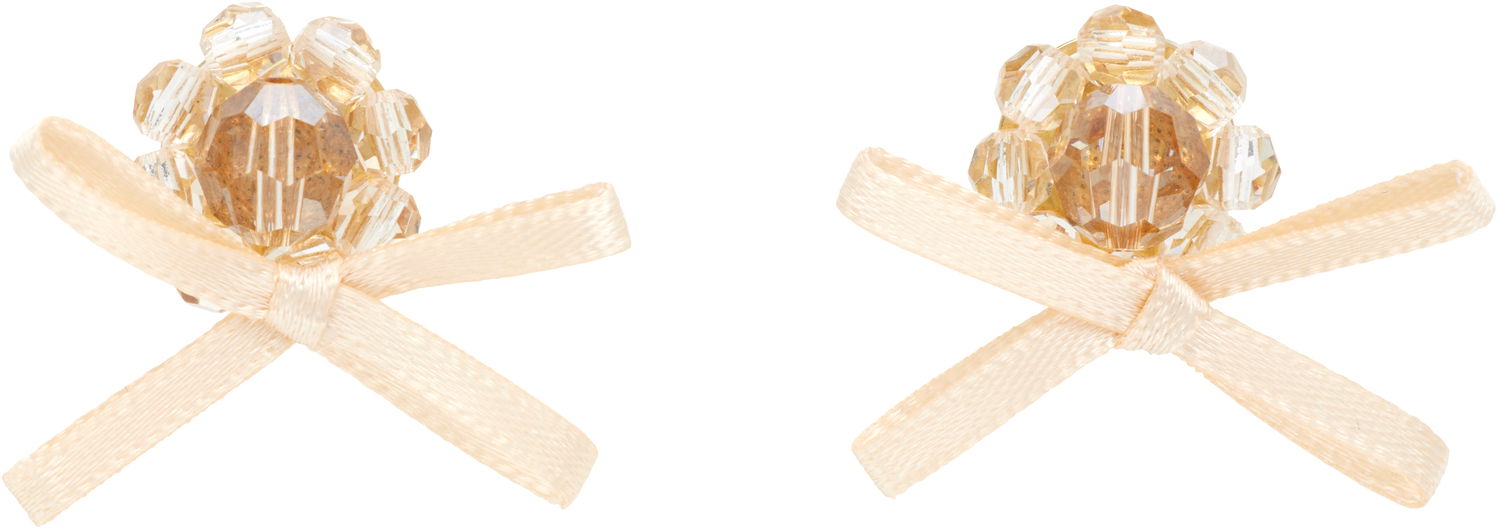 Naušnice Simone Rocha Simone Rocha Petite Bow Daisy Stud Earrings Bež | ERG552 0903, 0