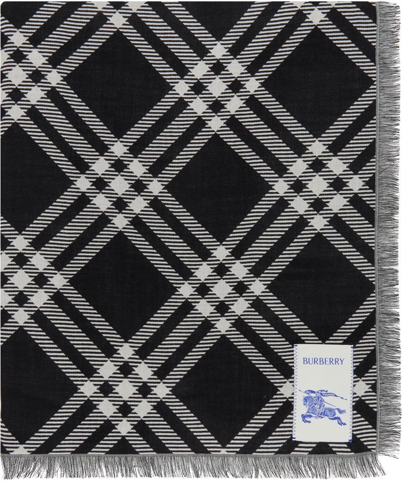 Šal Burberry Burberry Wide Check Wool Silk Scarf Crna | 8110162