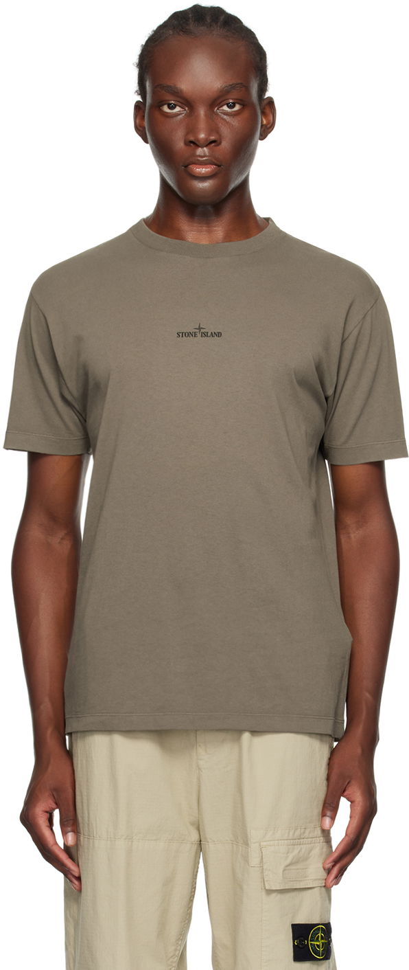 Majica kratkih rukava Stone Island Khaki Institutional Four T-Shirt Siva | 81152NS81