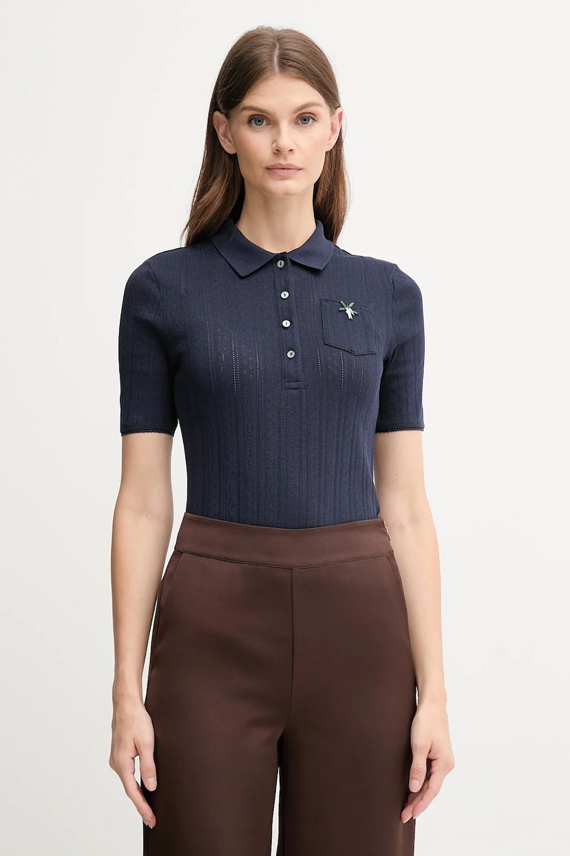 Polo majica Lacoste Fitted Ribbed Short-Sleeve Polo Shirt Tamnoplava | DF5296