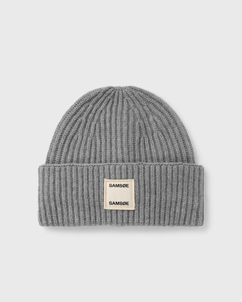 Kapica Samsoe Samsoe Samsøe & Samsøe Ribbed Knit Beanie Siva | F24300118-DARK_GREY_MEL