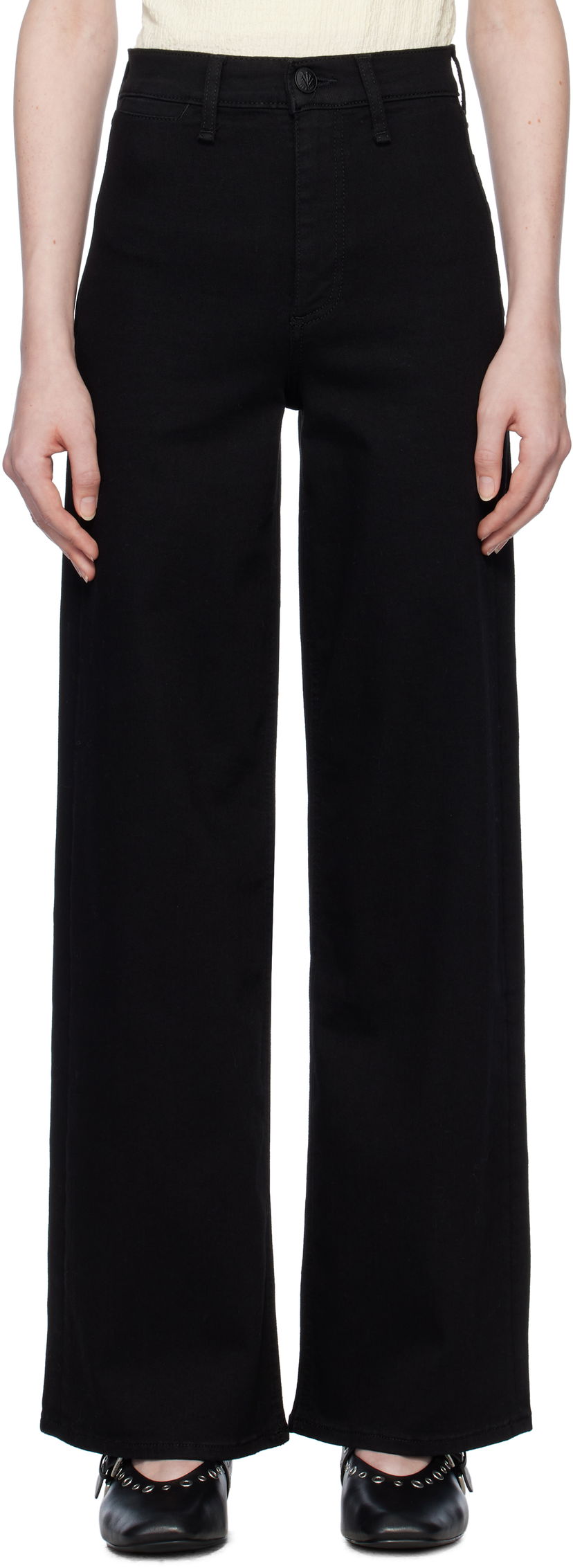 Jeans rag & bone rag & bone Hadley Wide Leg Jeans Crna | WDD24H3002EPBL