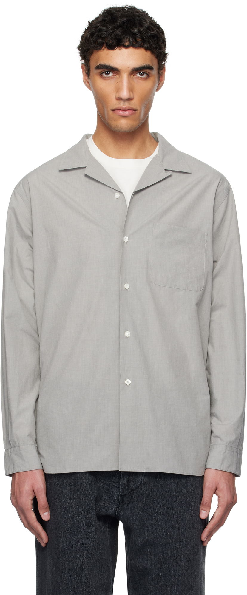 Košulja NANAMICA nanamica Open Collar End-on-End Shirt Siva | S25SG063U